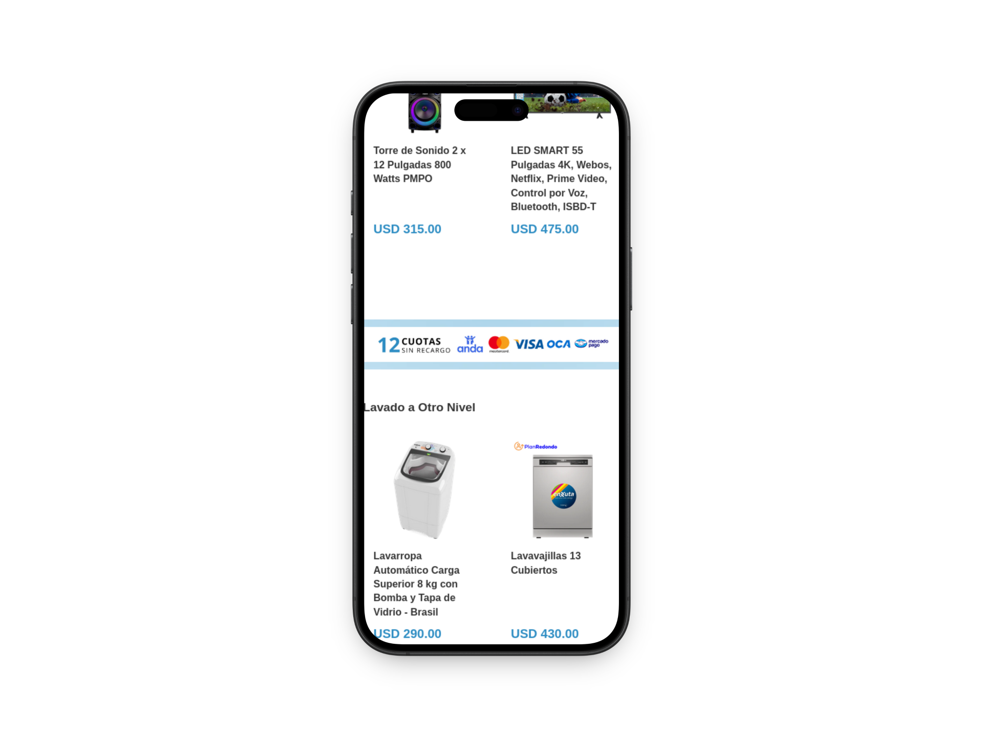Mobile showing Grupo CPS online store